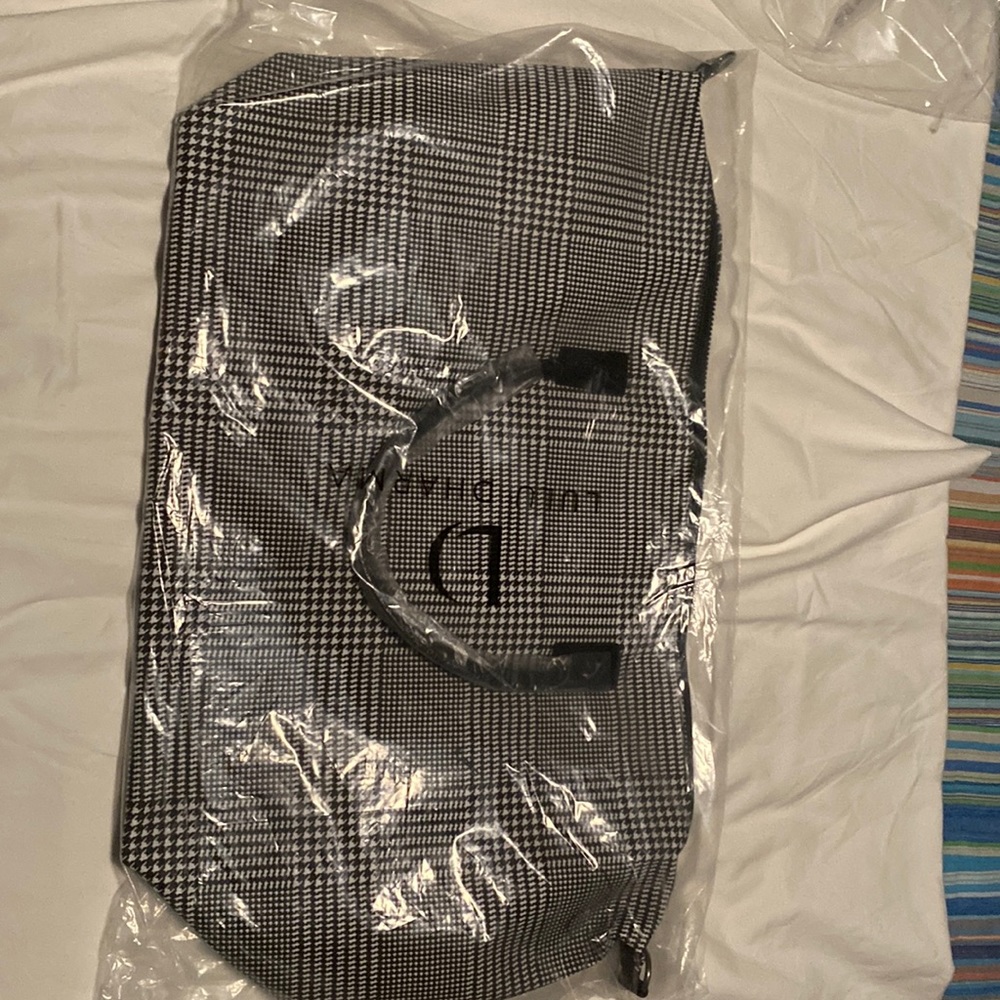 LULU DHARMA Black Plaid Frazier Weekender!  Fabulous Black Plaid B6